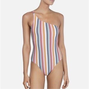 Peony | Anthropologie Rainbow Striped Swimsuit One-piece Size 6